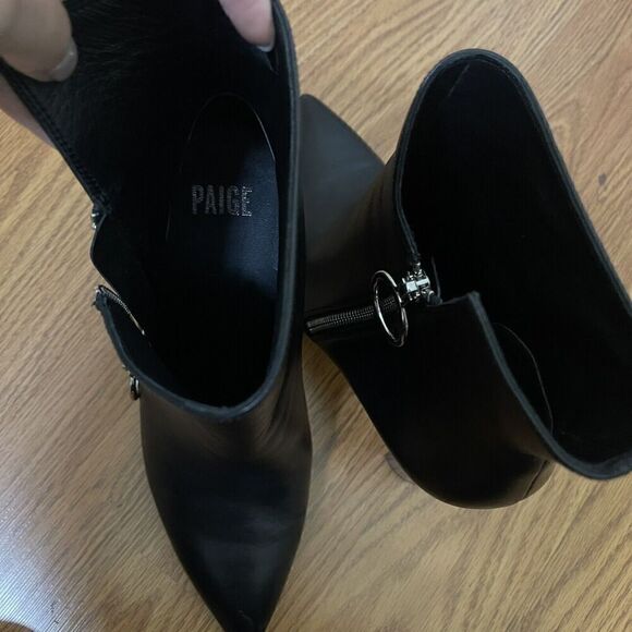 PAIGE Women's Kate Black Asymmetrical Leather Point-Toe Ankle Bootie US 9.5 - Picture 4 of 11